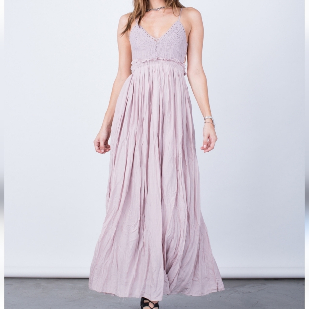 Miss Avenue Crochet Top Halter Maxi Dress Size Medium NWT
